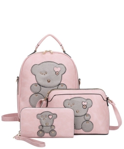 Fashion Bear 3-in-1 Backpack Set BZ-XM21204T3 PINK